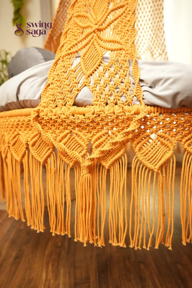 Yellow Macrame Bed Swing - Swing Saga