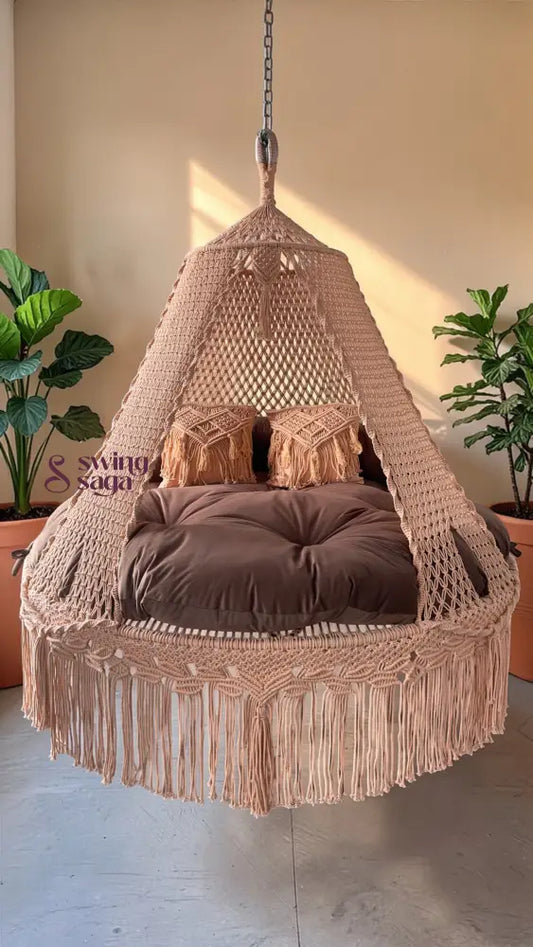 Light Peach  Macrame Bed Swing - Swing Saga