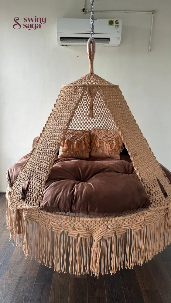 Light Peach  Macrame Bed Swing - Swing Saga