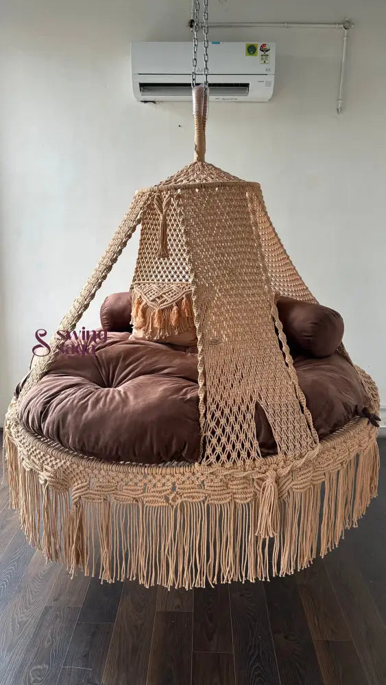 Light Peach  Macrame Bed Swing - Swing Saga