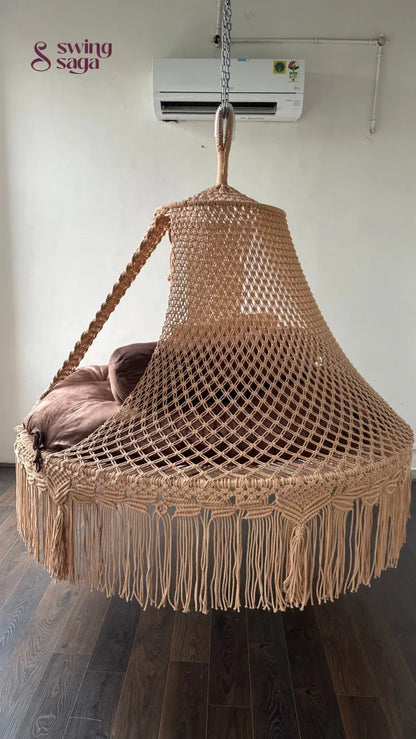 Light Peach  Macrame Bed Swing - Swing Saga