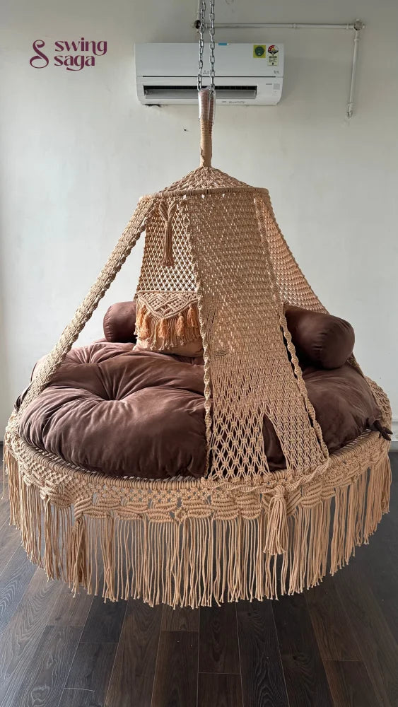 Light Peach  Macrame Bed Swing - Swing Saga