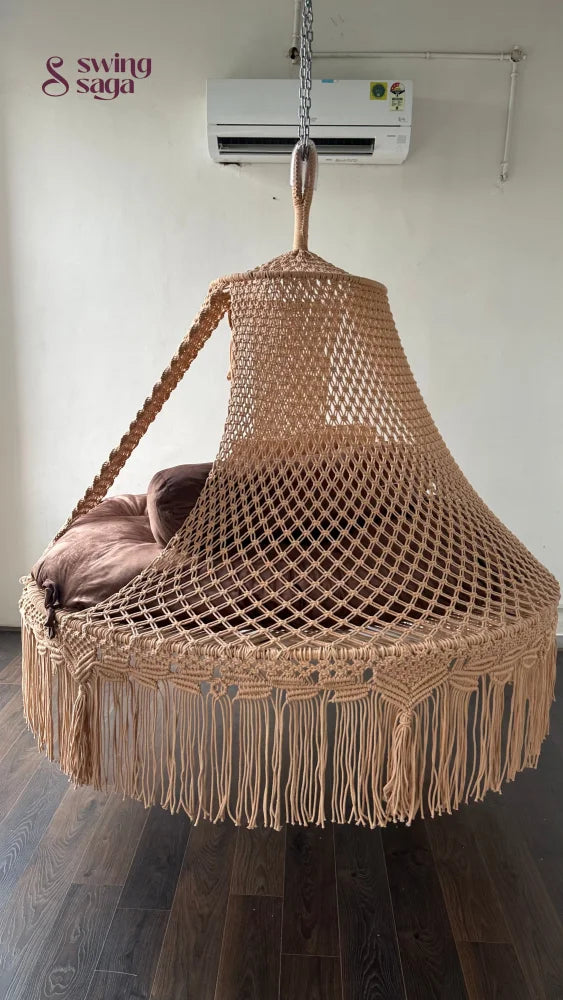 Light Peach  Macrame Bed Swing - Swing Saga