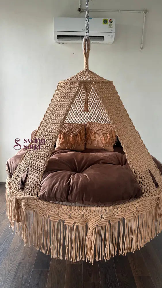 Light Peach  Macrame Bed Swing - Swing Saga