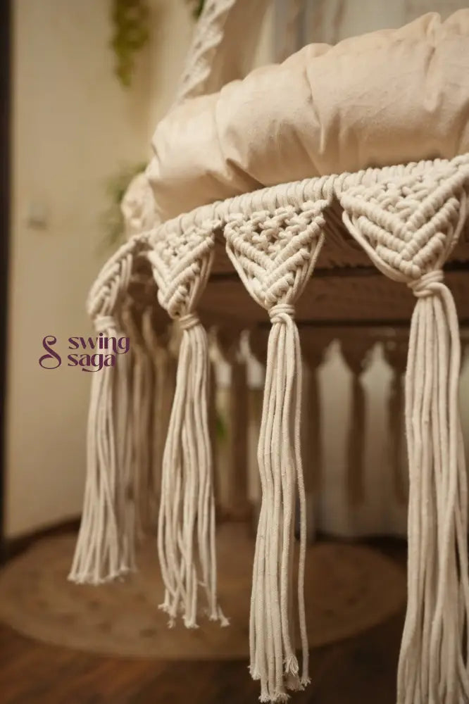 Cream White single seater hanging chair - Swing Saga