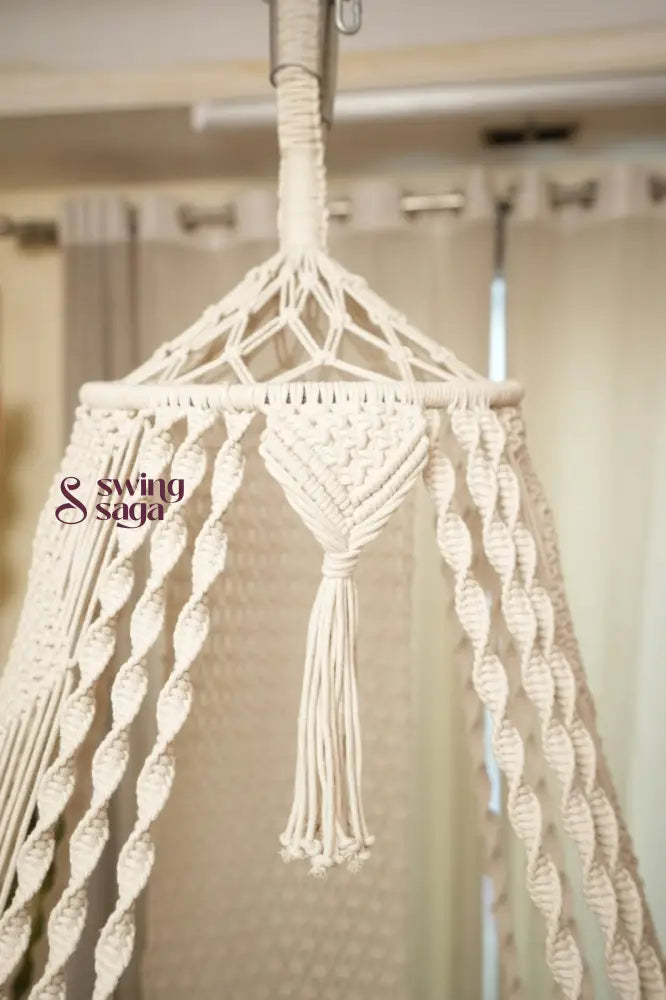 Cream White single seater hanging chair - Swing Saga