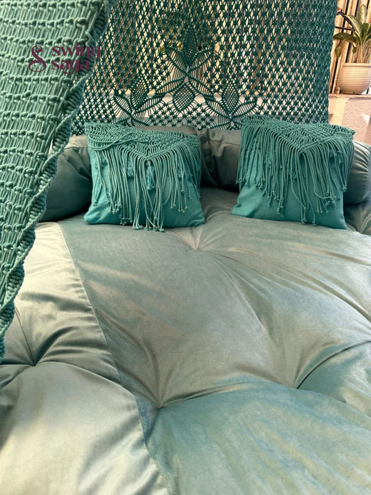 Aqua Blue Macrame Bed Swing - Swing Saga