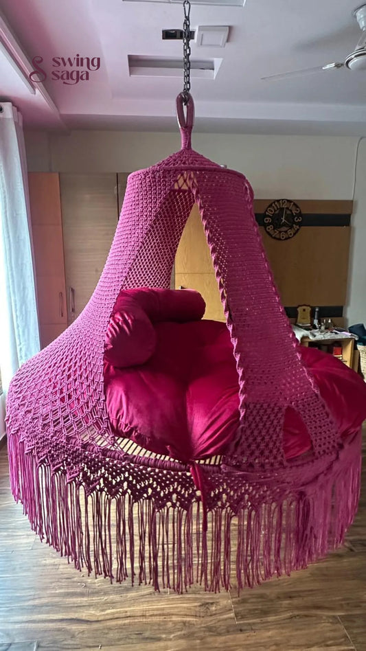 Hot Pink Macrame Bed Swing - Swing Saga
