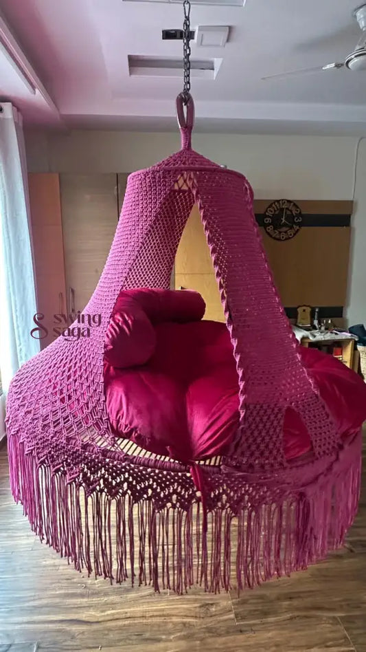 Hot Pink Macrame Bed Swing - Swing Saga