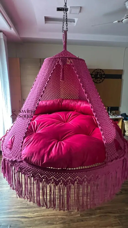 Hot Pink Macrame Bed Swing - Swing Saga
