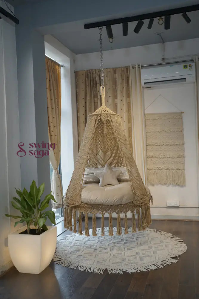Beige / Cream Double seater hanging chair - Swing Saga
