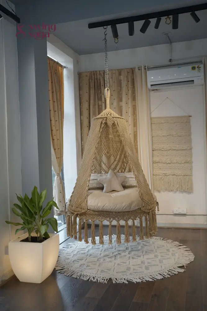 Beige / Cream Double seater hanging chair - Swing Saga