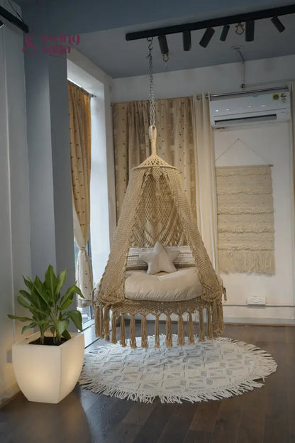 Beige / Cream Double seater hanging chair - Swing Saga