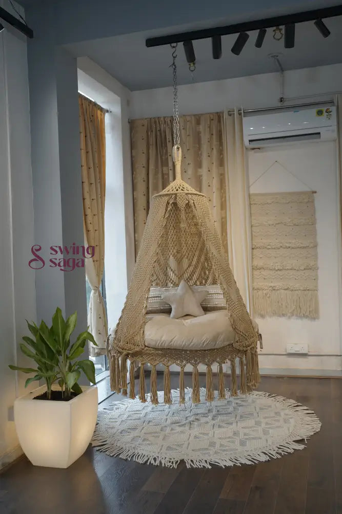 Beige / Cream Double seater hanging chair - Swing Saga