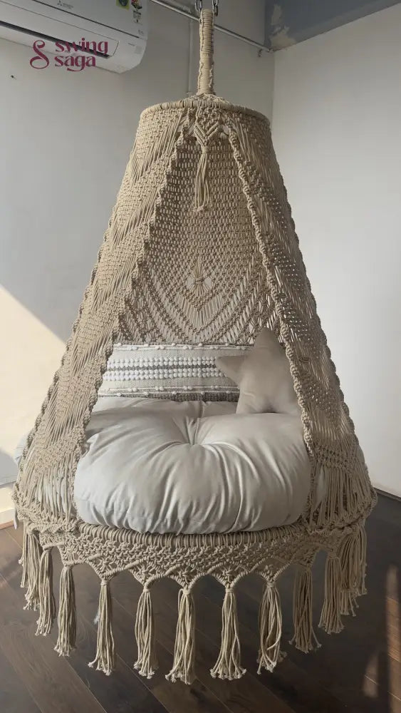 Beige / Cream Double seater hanging chair - Swing Saga