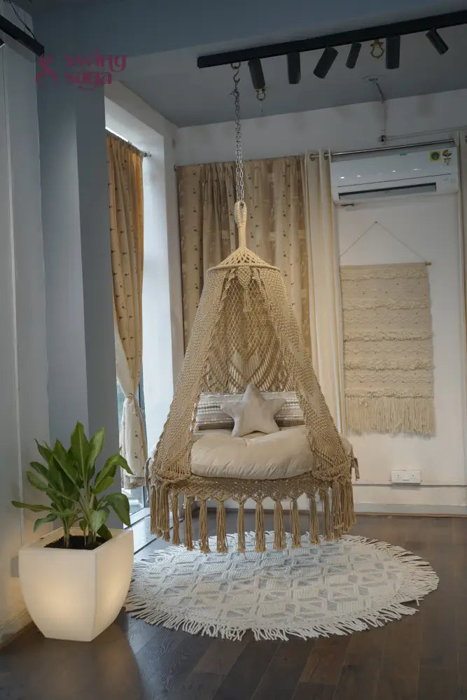 Beige / Cream Double seater hanging chair - Swing Saga