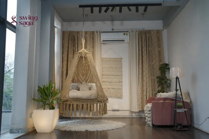 Beige / Cream Double seater hanging chair - Swing Saga