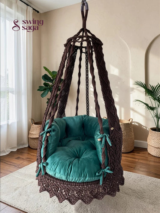 Mocha Brown single seater hanging chair - Swing Saga