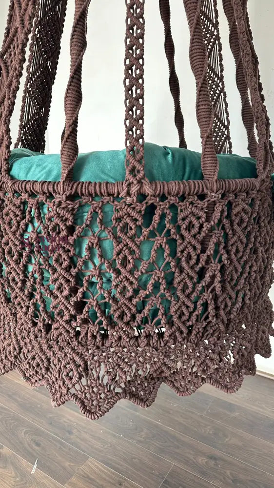 Hanging Chair for Balcony Bedroom Patio & Garden Decor Mocha Brown / 35 Inches