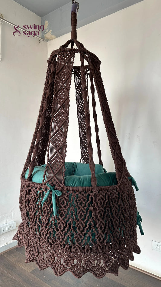 Mocha Brown single seater hanging chair - Swing Saga