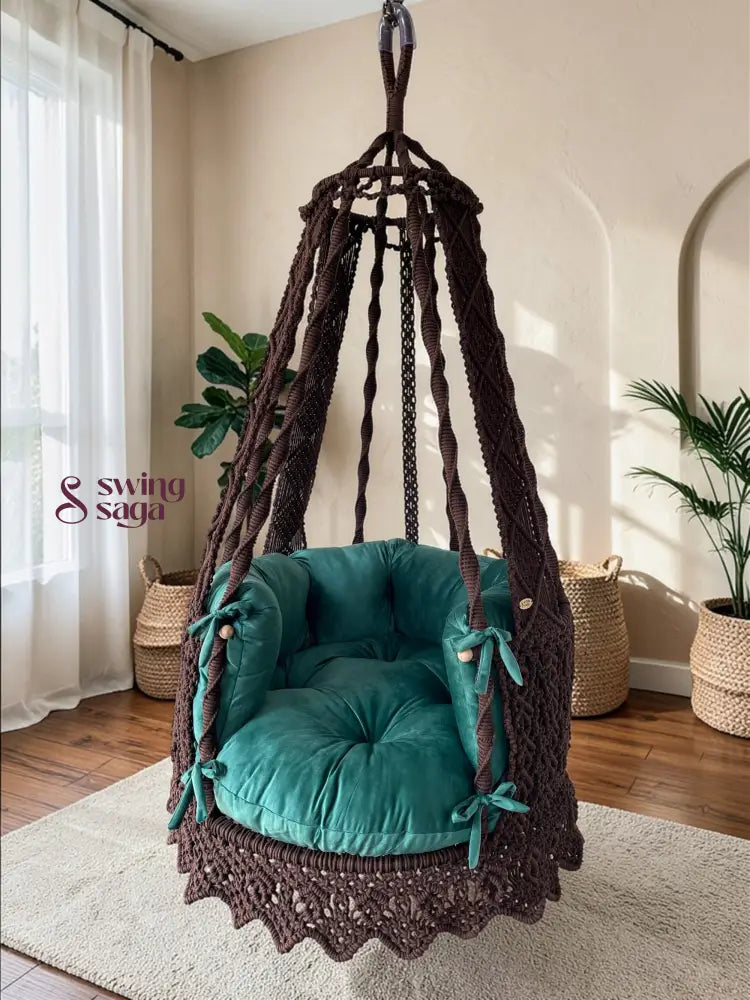 Hanging Chair for Balcony Bedroom Patio & Garden Decor Mocha Brown / 35 Inches