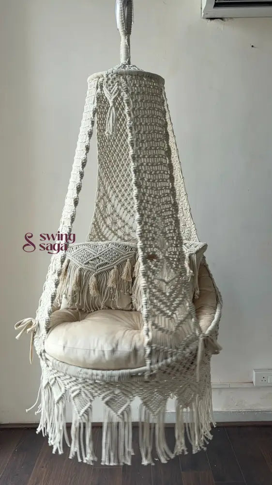 White single seater hanging chair - Swing Saga 