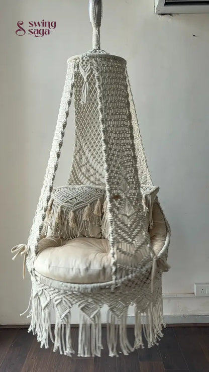 White single seater hanging chair - Swing Saga 