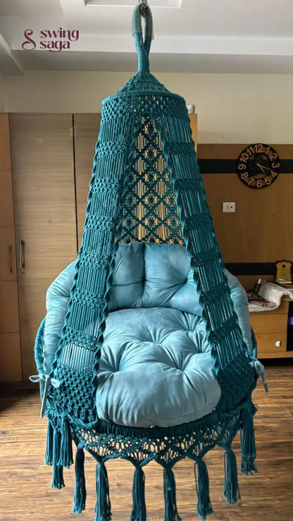 Teal Blue single seater hanging chair - Swing Saga