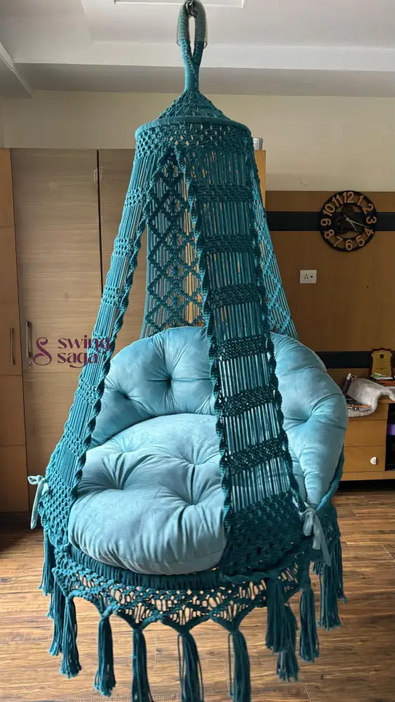 Teal Blue single seater hanging chair - Swing Saga