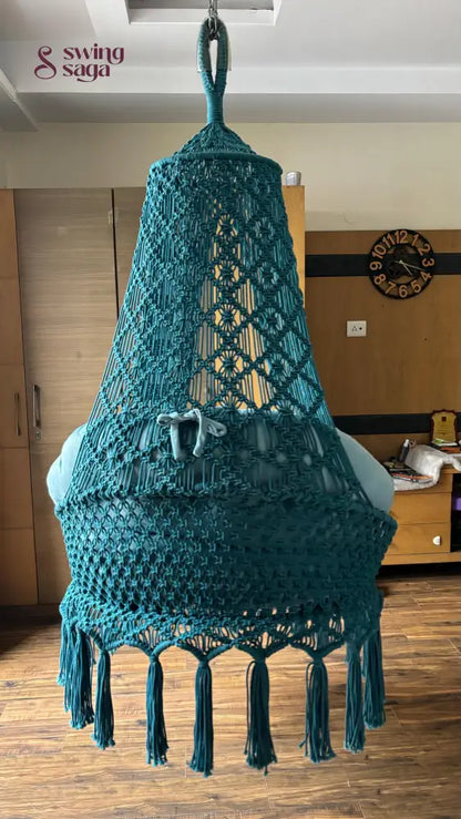 Teal Blue single seater hanging chair - Swing Saga