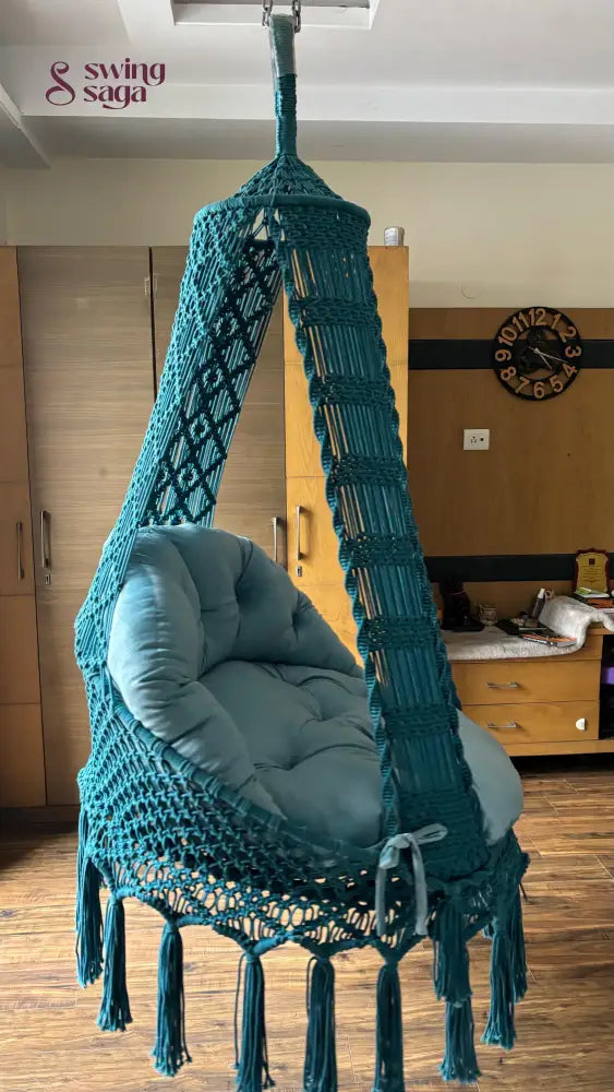 Teal Blue single seater hanging chair - Swing Saga