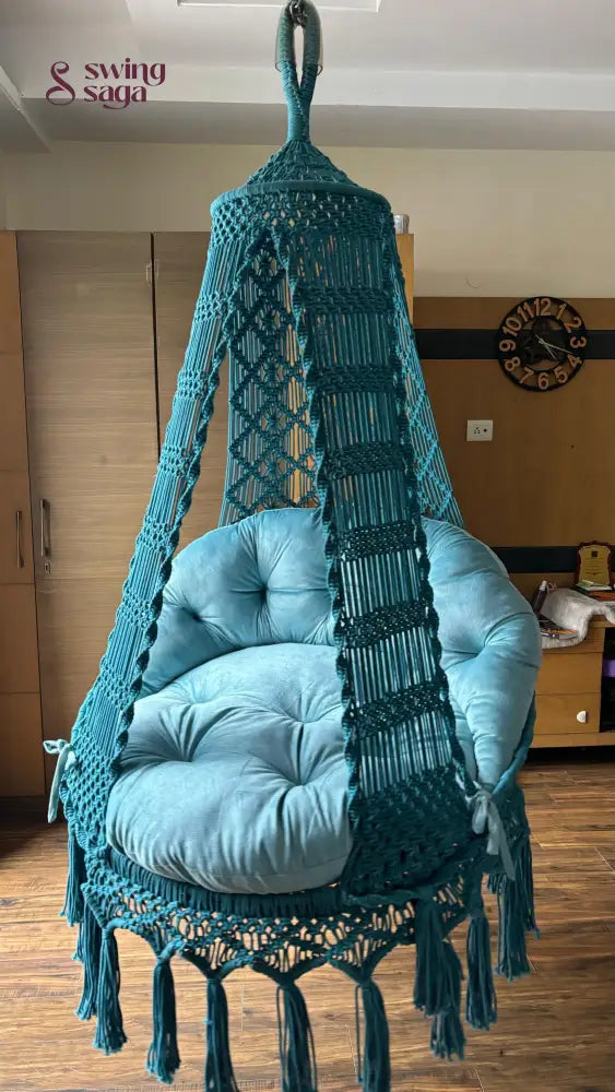 Teal Blue single seater hanging chair - Swing Saga