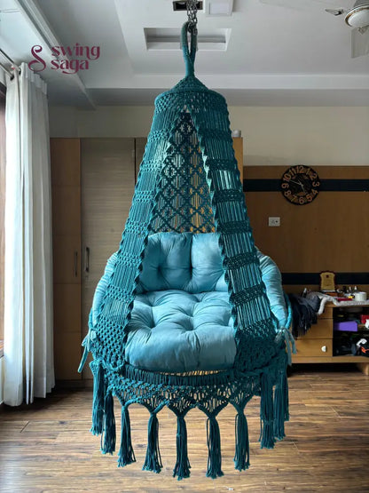 Teal Blue single seater hanging chair - Swing Saga