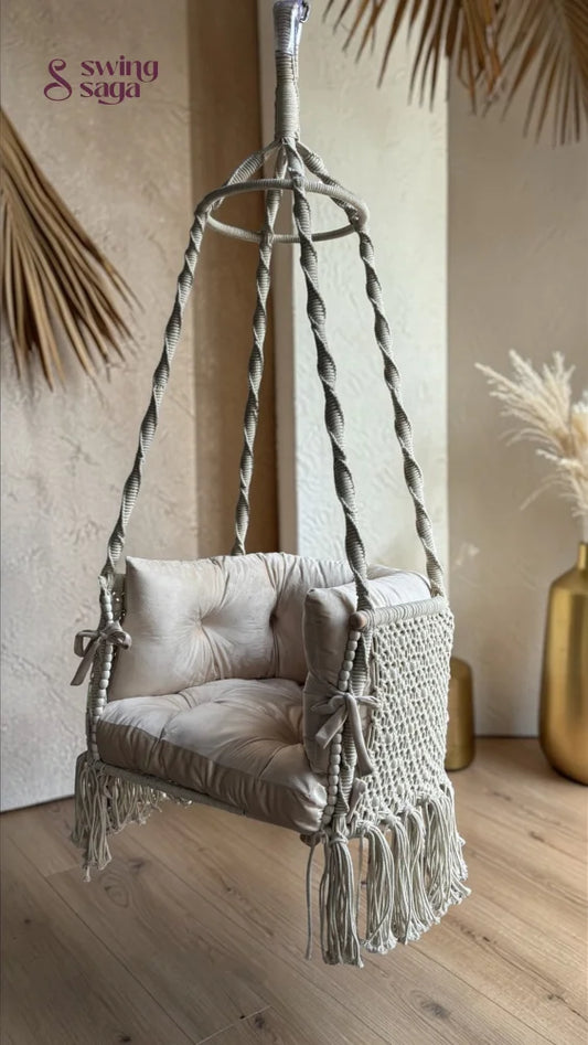Off White single seater hanging chair - Swing Saga