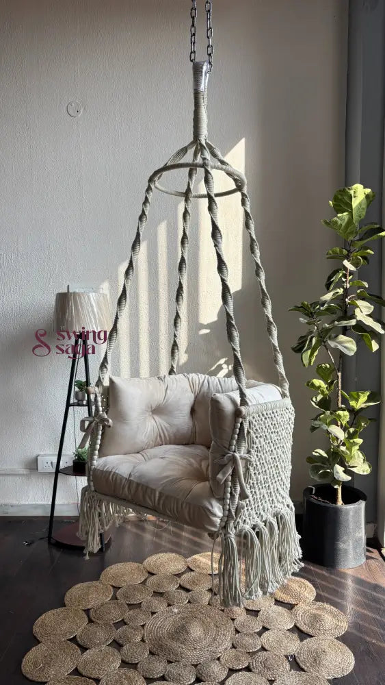 Off White single seater hanging chair - Swing Saga