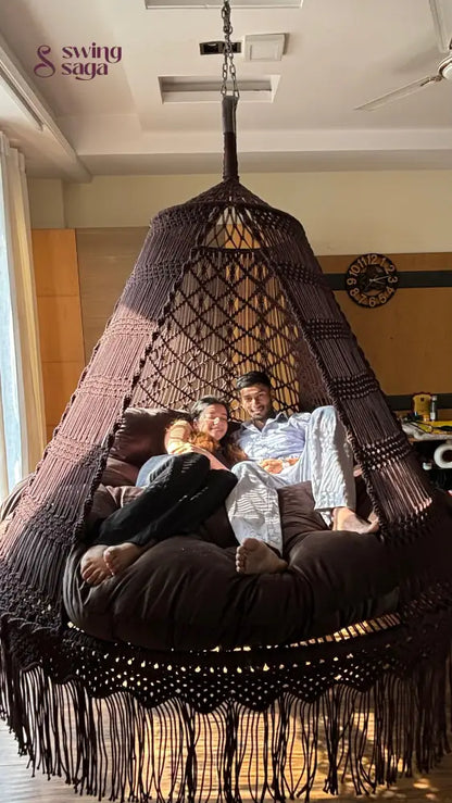 Mocha Brown / Chocolate Brown Macrame Bed Swing - Swing Saga