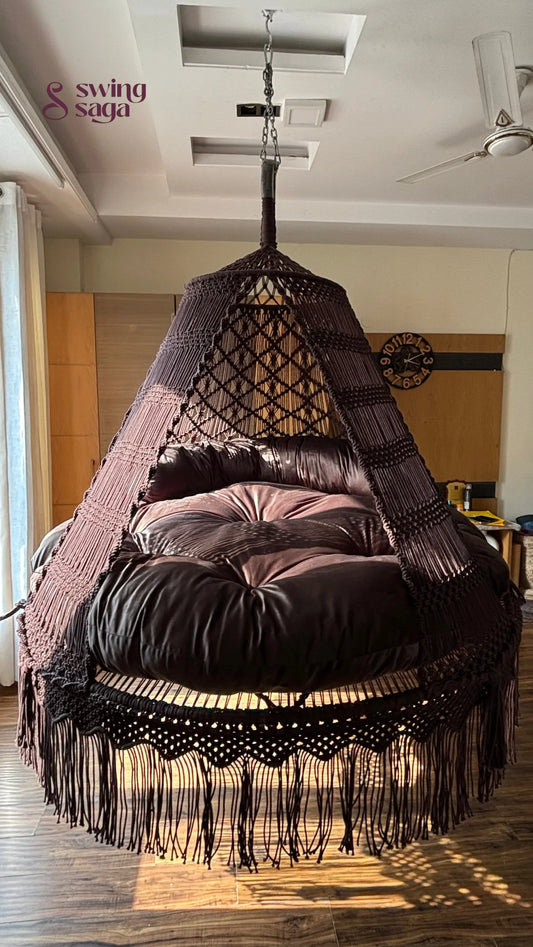 Mocha Brown / Chocolate Brown Macrame Bed Swing - Swing Saga