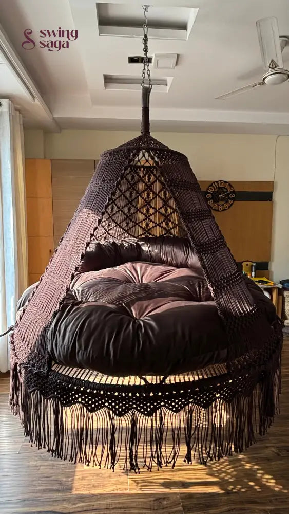 Mocha Brown / Chocolate Brown Macrame Bed Swing - Swing Saga