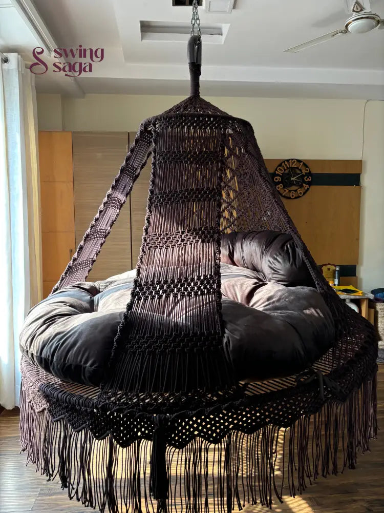 Mocha Brown / Chocolate Brown Macrame Bed Swing - Swing Saga
