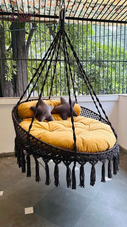 Dark Grey / Yellow Double seater hanging chair - Swing Saga