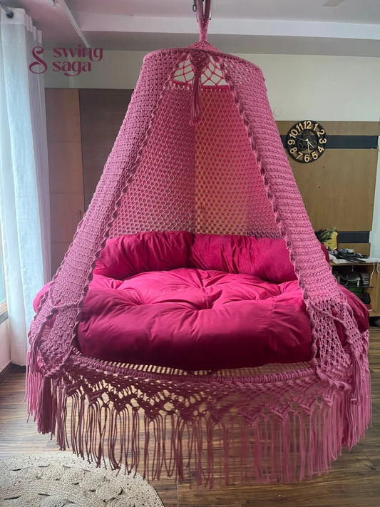 Hot Pink Macrame Bed Swing - Swing Saga