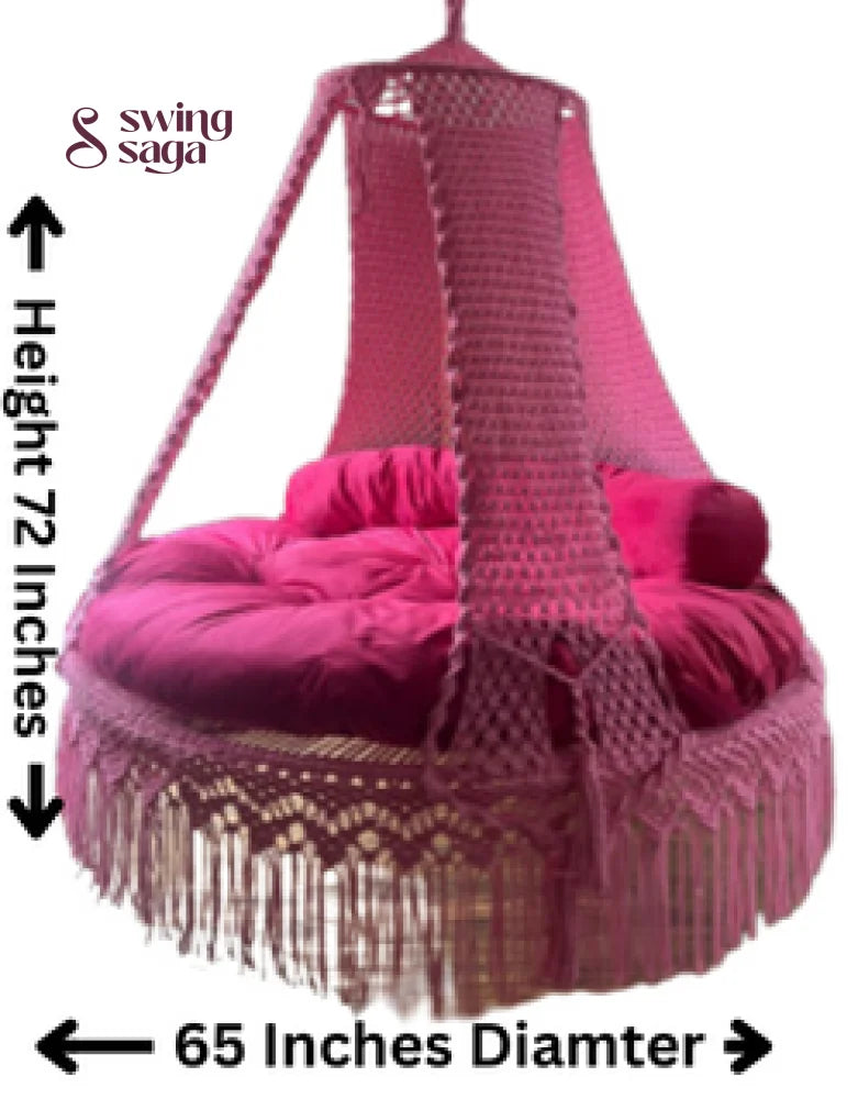 Hot Pink Macrame Bed Swing - Swing Saga