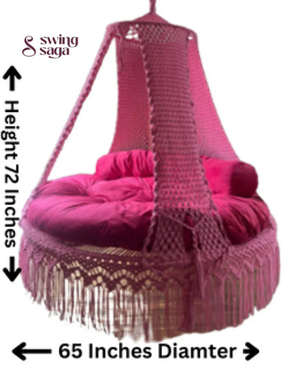Hot Pink Macrame Bed Swing - Swing Saga