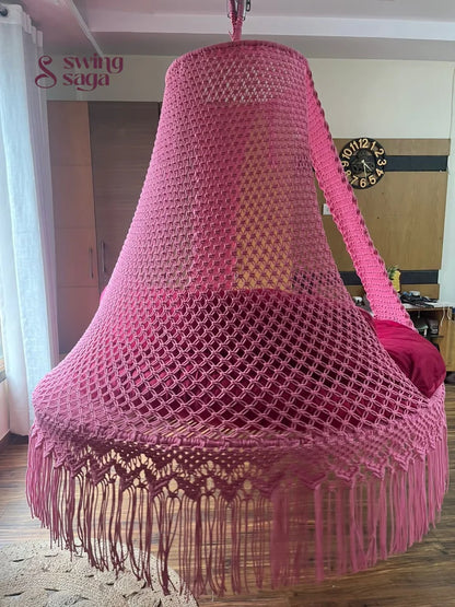 Hot Pink Macrame Bed Swing - Swing Saga
