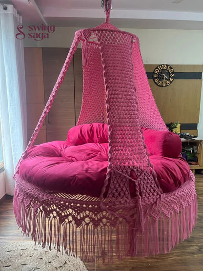 Hot Pink Macrame Bed Swing - Swing Saga