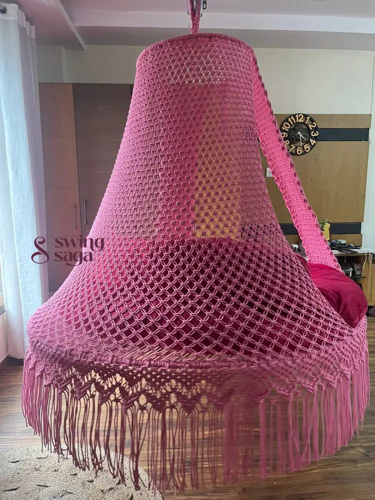 Hot Pink Macrame Bed Swing - Swing Saga