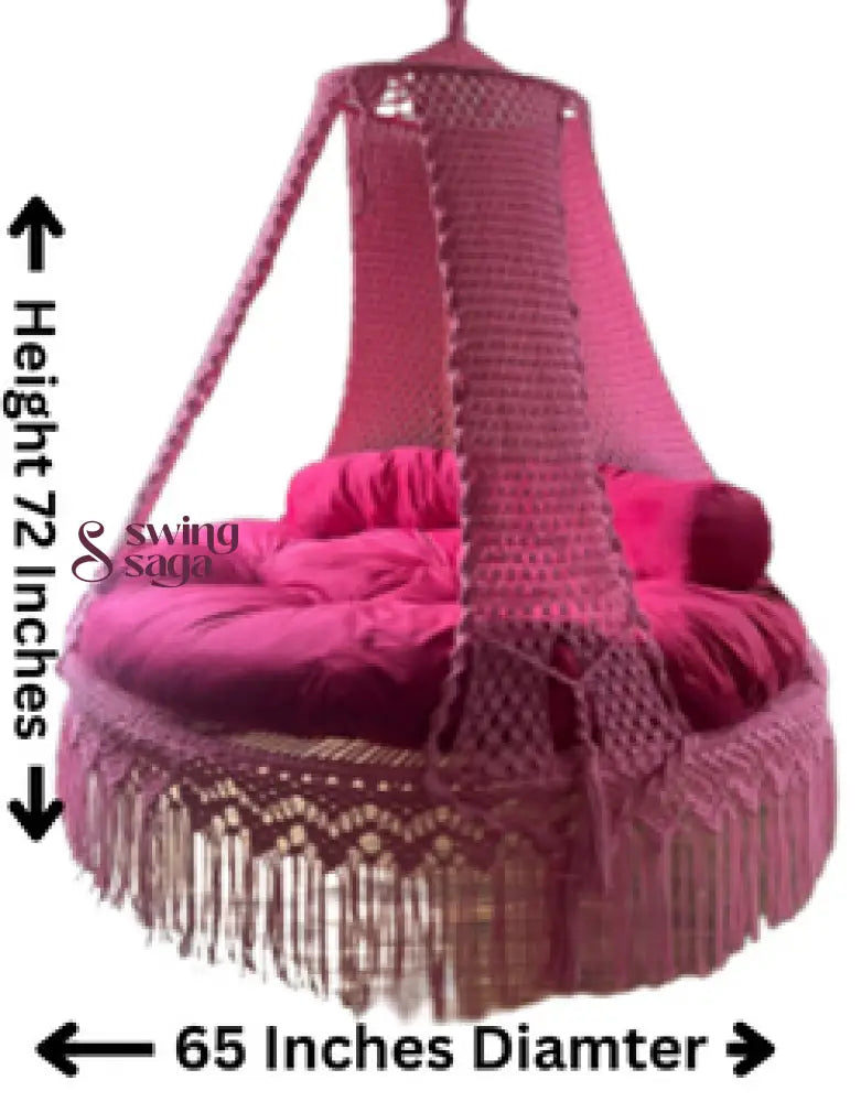 Hot Pink Macrame Bed Swing - Swing Saga