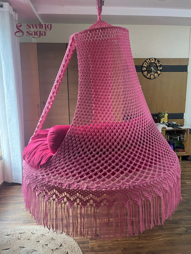 Hot Pink Macrame Bed Swing - Swing Saga