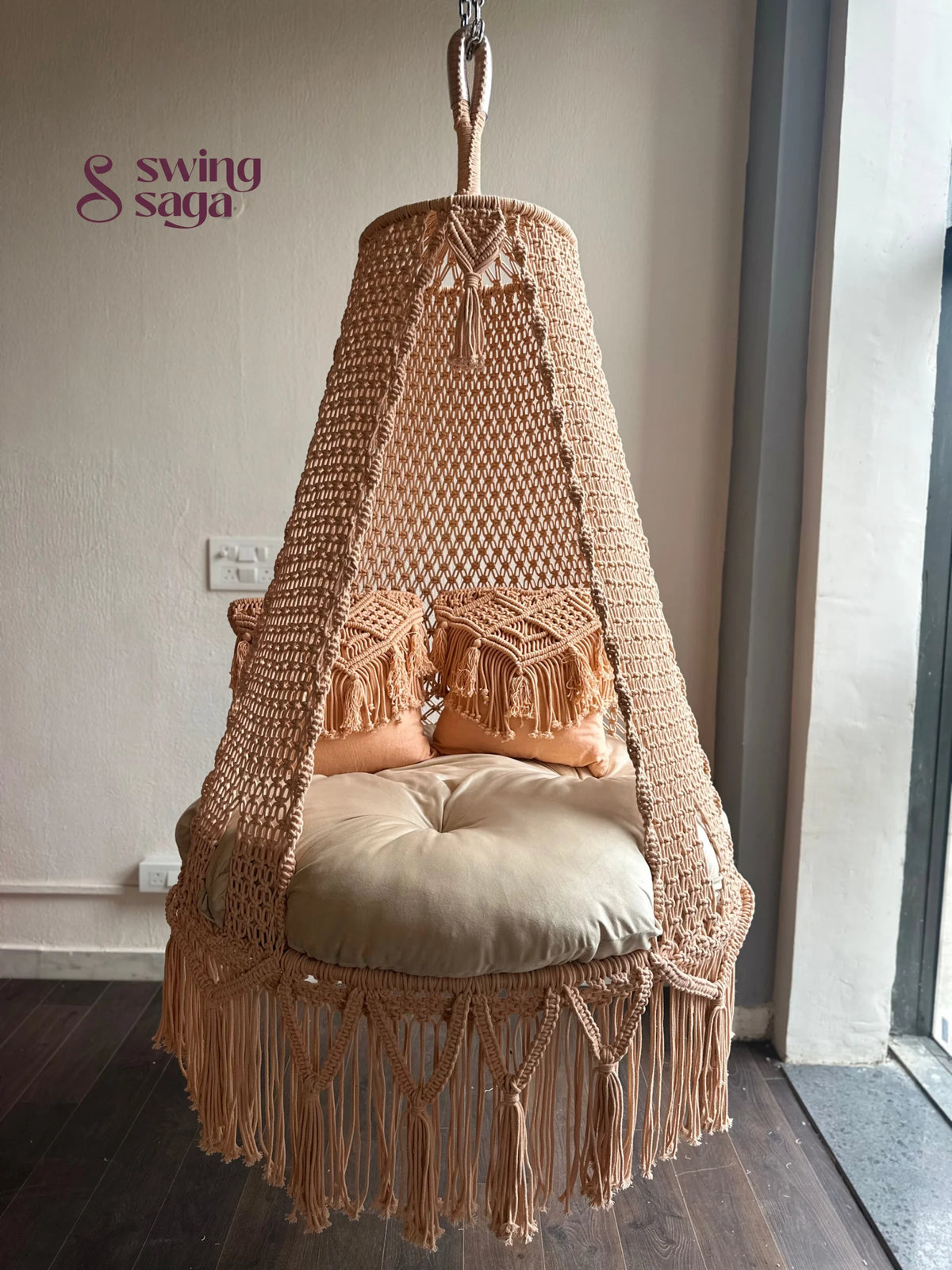 Peach single seater hanging chair - Swing Saga