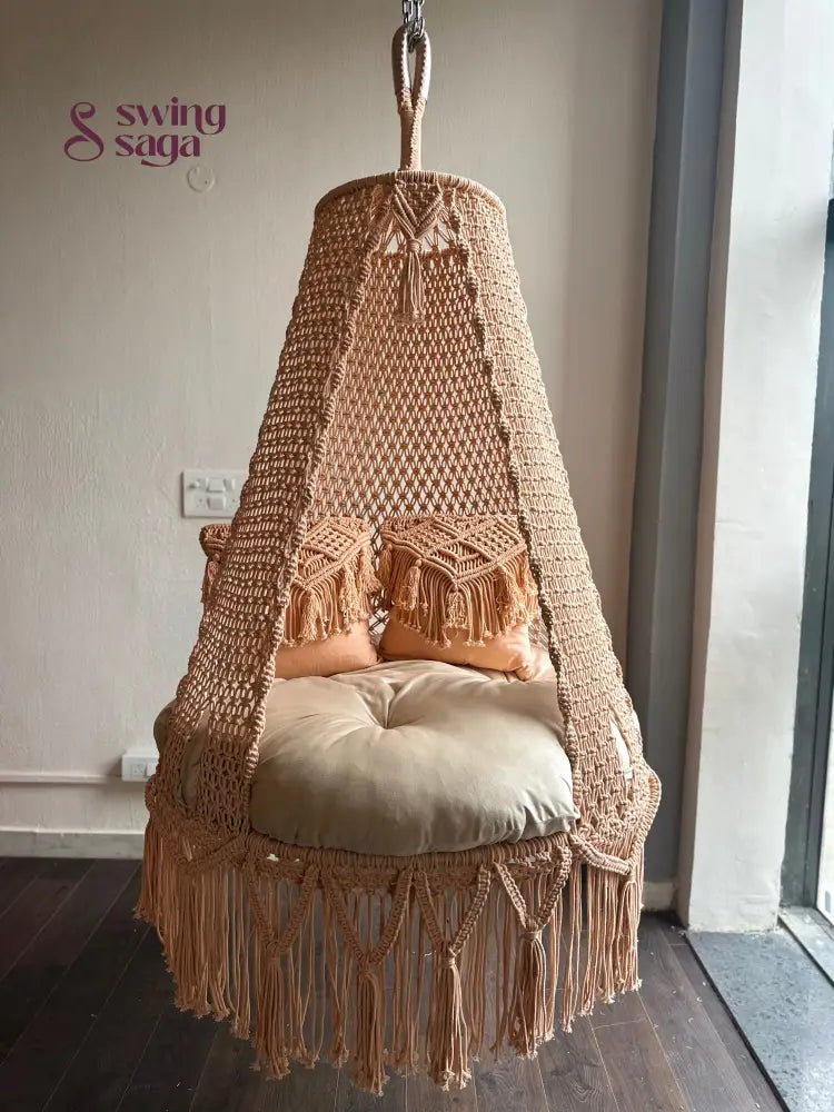 Peach single seater hanging chair - Swing Saga
